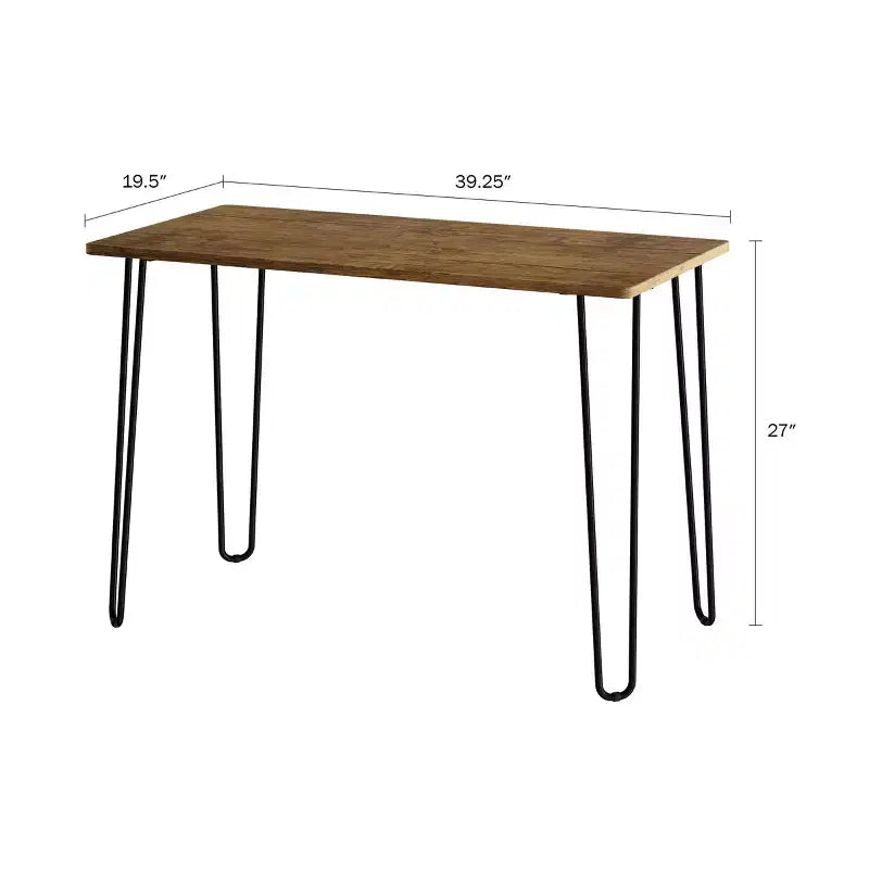 Modern Industrial Desk with Hairpin Legs, Woodgrain-Look Top and Steel Frame
