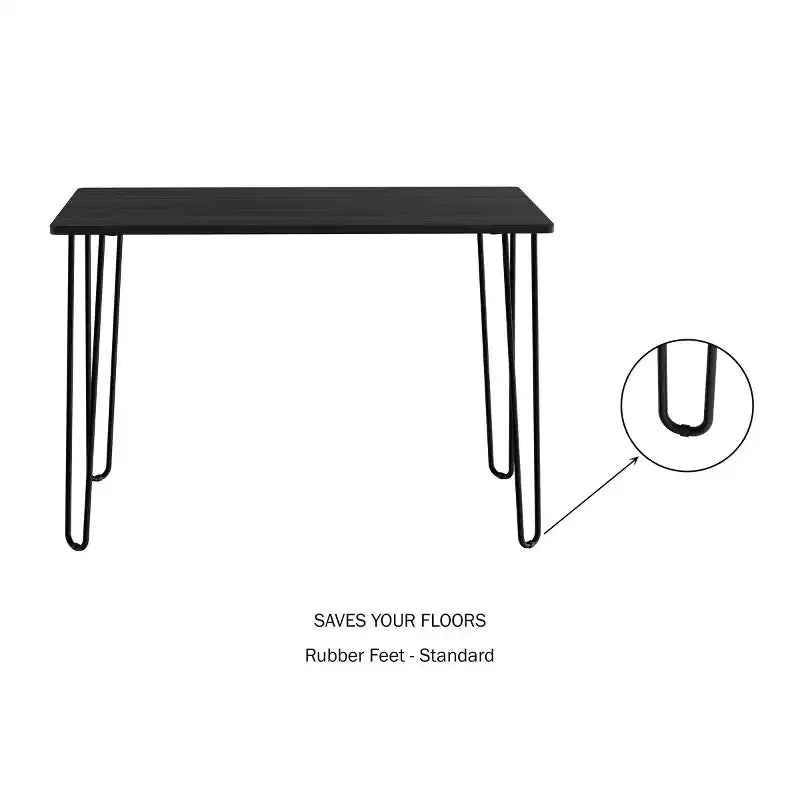 Modern Industrial Desk with Hairpin Legs, Woodgrain-Look Top and Steel Frame