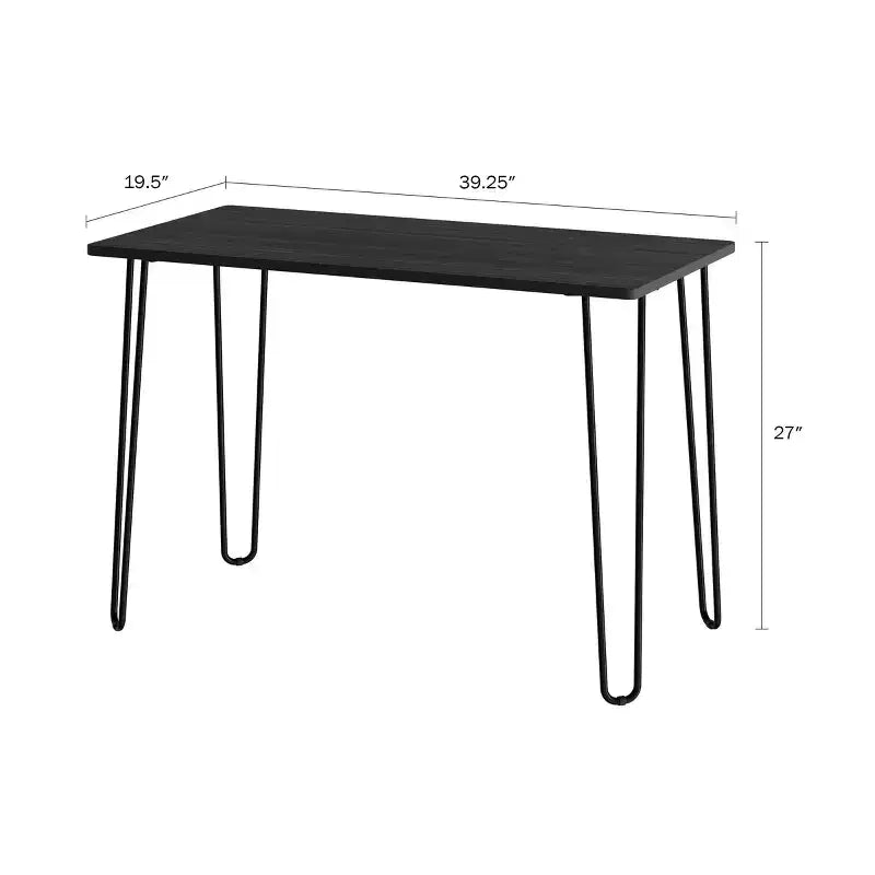 Modern Industrial Desk with Hairpin Legs, Woodgrain-Look Top and Steel Frame