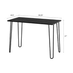 Bureau industriel moderne avec pieds épingle, plateau aspect bois et cadre en acier