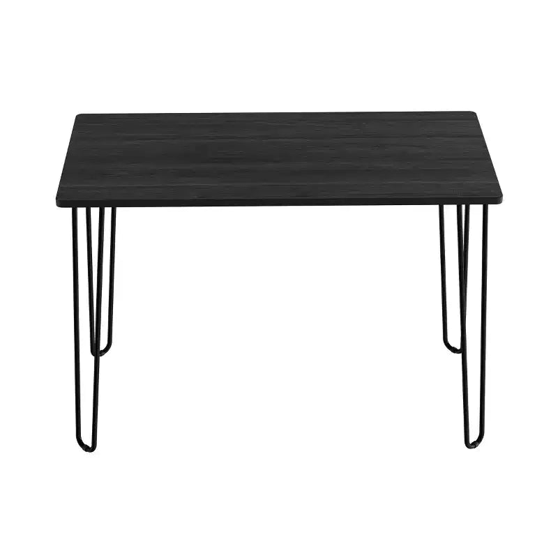 Modern Industrial Desk with Hairpin Legs, Woodgrain-Look Top and Steel Frame