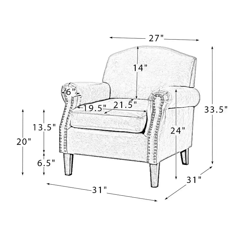 Set of 2 Transitional Vegan Leather Armchairs with Nailhead Trim