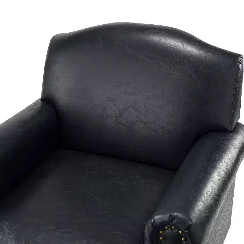 Set of 2 Transitional Vegan Leather Armchairs with Nailhead Trim