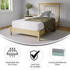 Matelas en mousse à mémoire de forme avec gel rafraîchissant au charbon et au thé vert