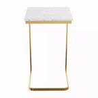 Table d'appoint en C avec plateau en marbre et cadre en fer doré