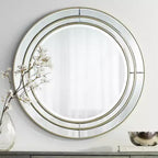 Miroir mural rond biseauté avec cadre champagne mat, 31,75 pouces