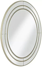 Miroir mural rond biseauté avec cadre champagne mat, 31,75 pouces
