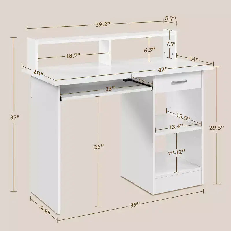 Home Office Wood Computer Desk with Storage Drawers