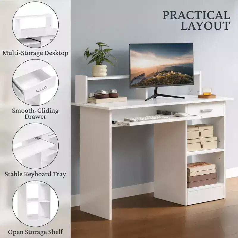 Home Office Wood Computer Desk with Storage Drawers