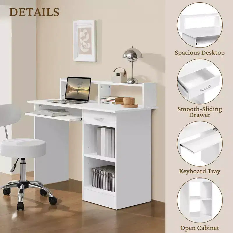 Home Office Wood Computer Desk with Storage Drawers