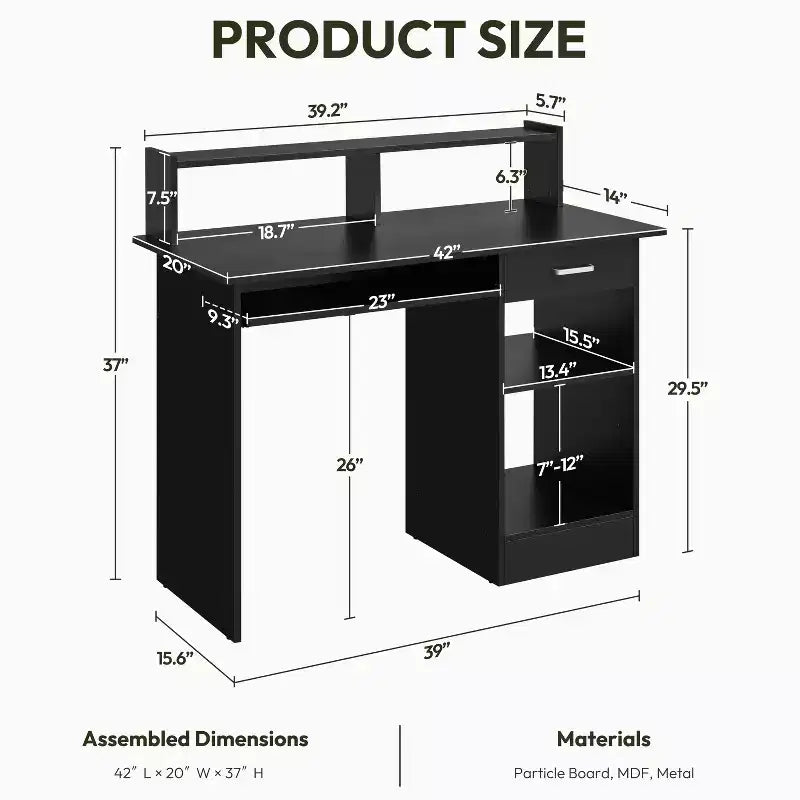 Home Office Wood Computer Desk with Storage Drawers