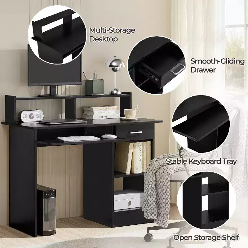 Home Office Wood Computer Desk with Storage Drawers
