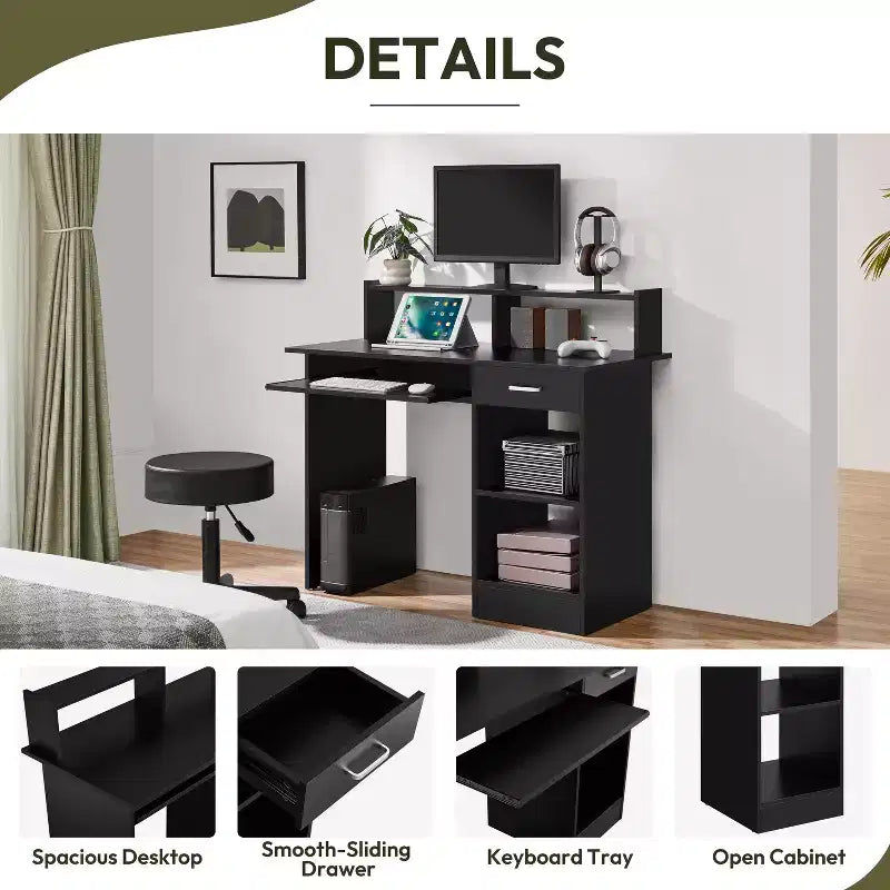 Home Office Wood Computer Desk with Storage Drawers