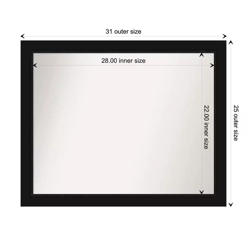 Non-Beveled Bathroom Wall Mirror with Black Frame