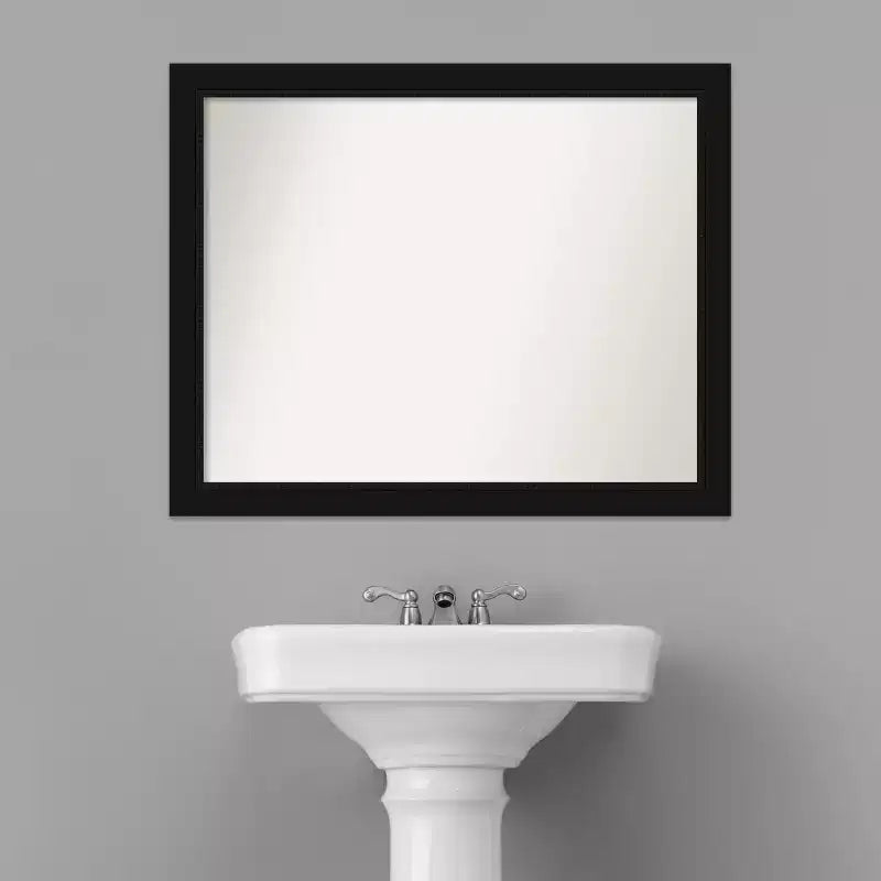 Non-Beveled Bathroom Wall Mirror with Black Frame