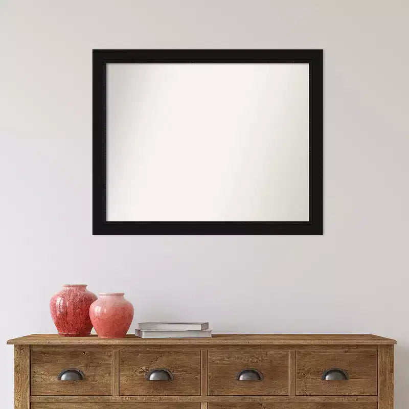 Non-Beveled Bathroom Wall Mirror with Black Frame