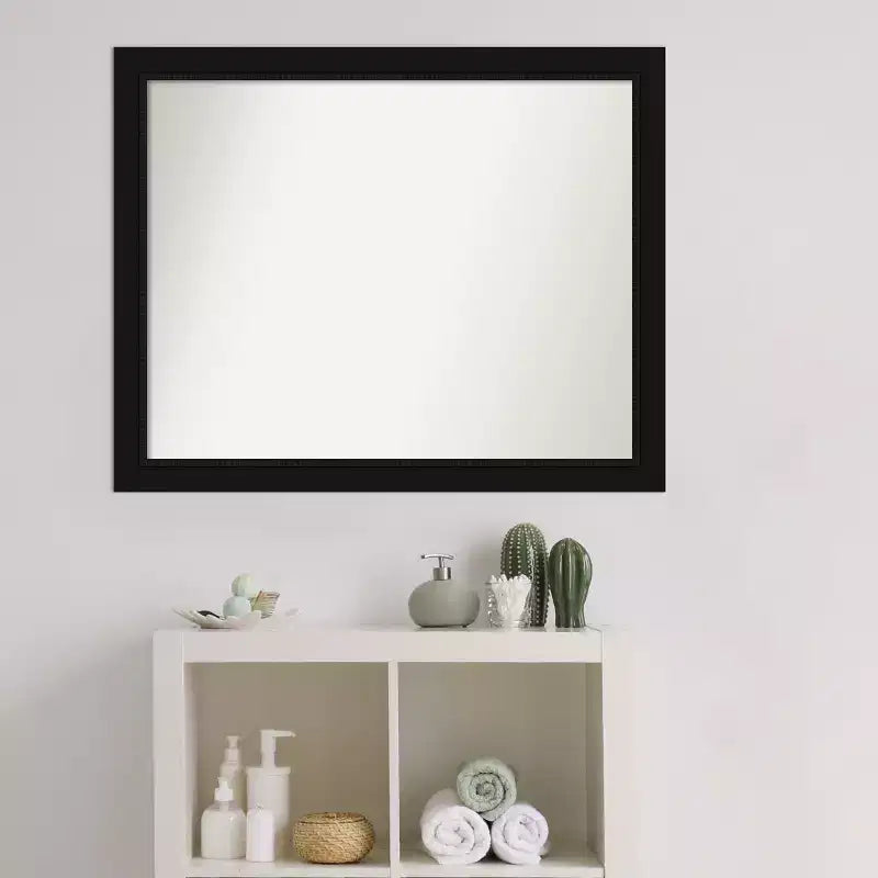 Non-Beveled Bathroom Wall Mirror with Black Frame