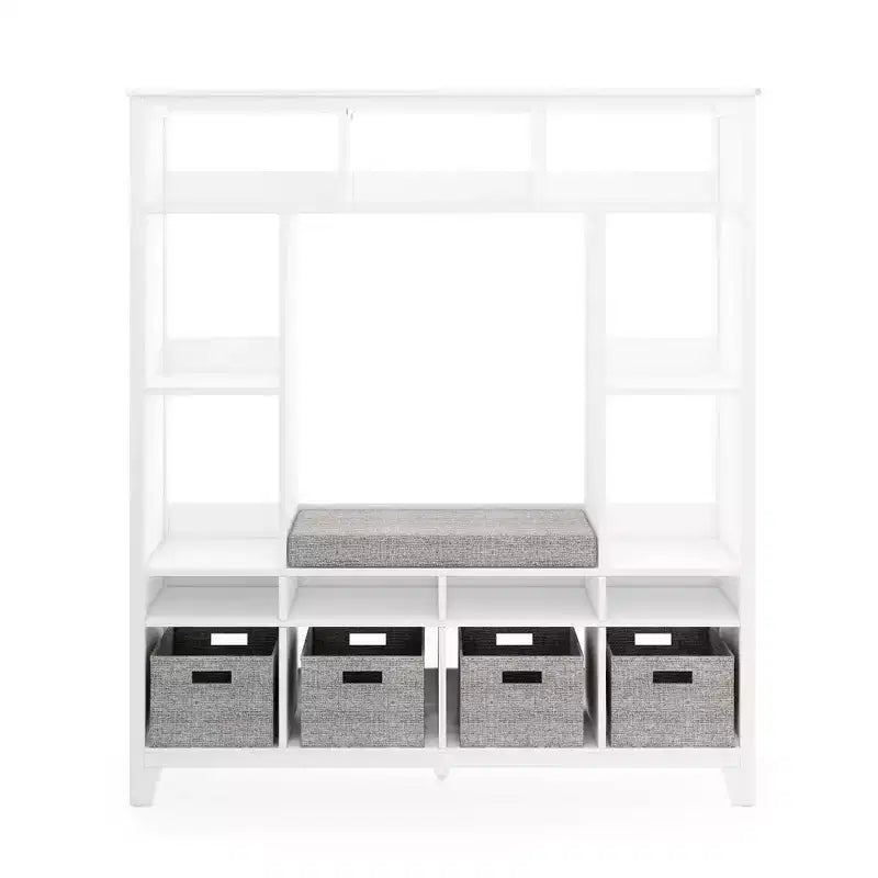 Kids' Storage Shelf with Reading Nook and Fabric Bins