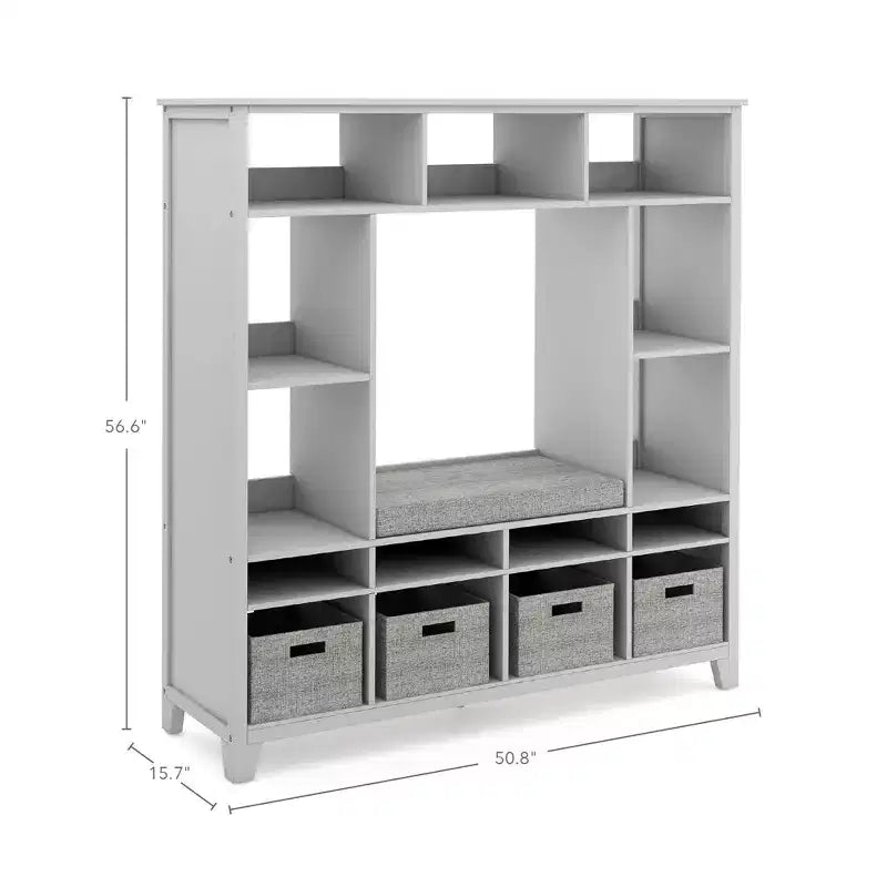 Kids' Storage Shelf with Reading Nook and Fabric Bins