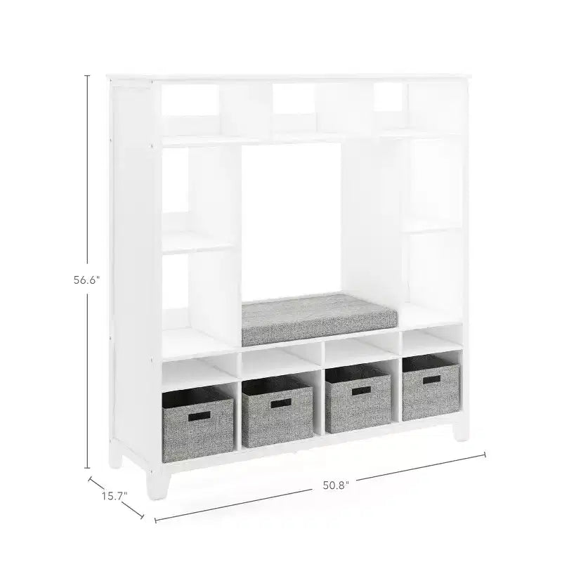 Kids' Storage Shelf with Reading Nook and Fabric Bins