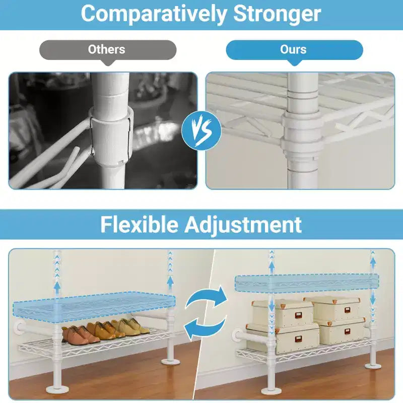 Industrial Pipe Wall-Mounted Clothing Rack with Shelves and Closet Rods