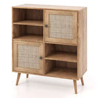 Meuble de rangement en rotin avec casiers ouverts