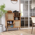 Meuble de rangement en rotin avec casiers ouverts