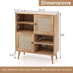 Meuble de rangement en rotin avec casiers ouverts