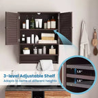Armoire à pharmacie murale de salle de bain avec portes à persiennes et porte-serviettes