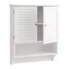 Armoire à pharmacie murale de salle de bain avec portes à persiennes et porte-serviettes