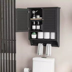 Armoire à pharmacie murale de salle de bain avec portes à persiennes et porte-serviettes