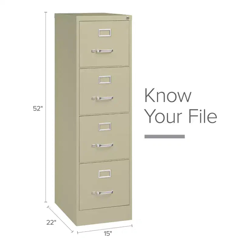 22" Deep 4-Drawer Letter Width Vertical File Cabinet