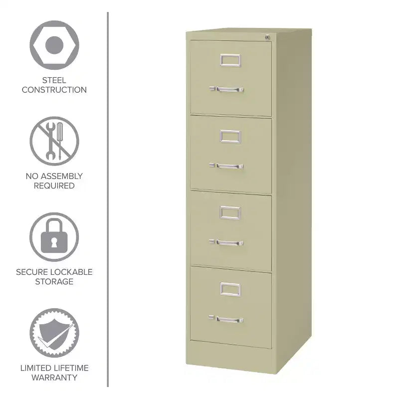 22" Deep 4-Drawer Letter Width Vertical File Cabinet