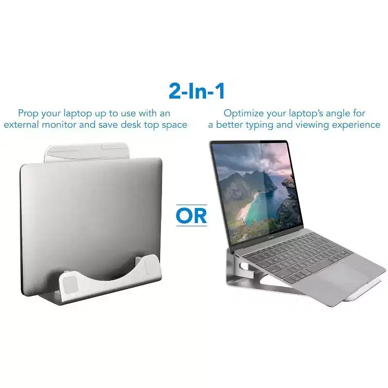 Vertical Laptop Stand - Aluminum Laptop Holder with 2-in-1 Design for Desk Use