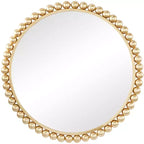 Miroir Mural Rond en Métal avec Détails Perles, 91 cm