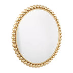 Miroir Mural Rond en Métal avec Détails Perles, 91 cm