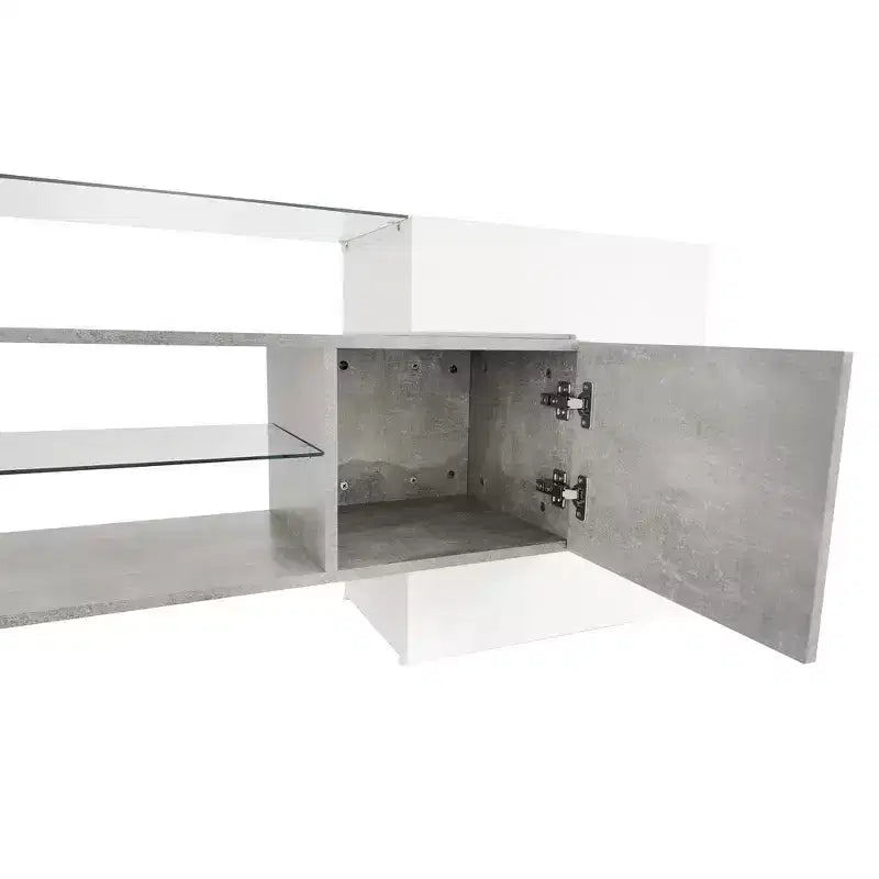 TV Stand for TVs up to 80 Inches with 2 Lighted Glass Shelves and LED Color Changing Lights