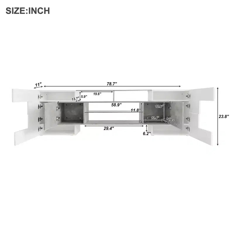 TV Stand for TVs up to 80 Inches with 2 Lighted Glass Shelves and LED Color Changing Lights