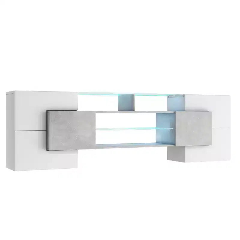 TV Stand for TVs up to 80 Inches with 2 Lighted Glass Shelves and LED Color Changing Lights