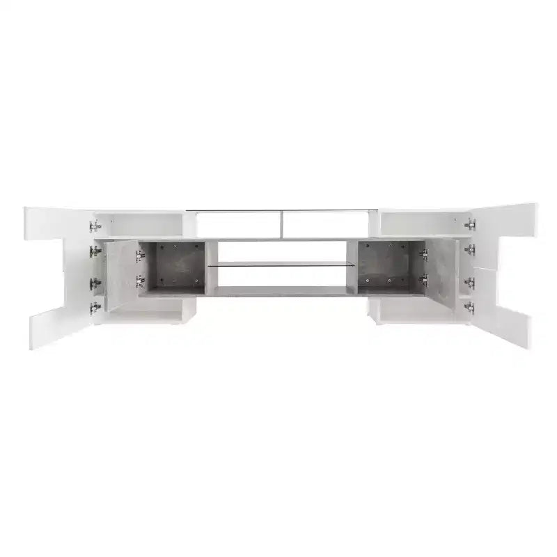 TV Stand for TVs up to 80 Inches with 2 Lighted Glass Shelves and LED Color Changing Lights