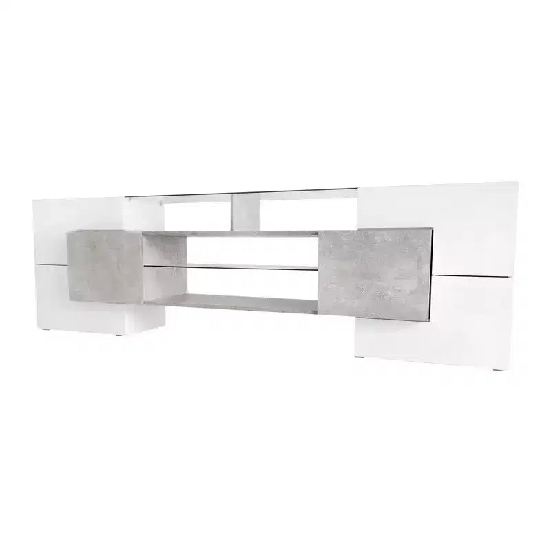 TV Stand for TVs up to 80 Inches with 2 Lighted Glass Shelves and LED Color Changing Lights