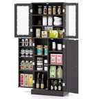 Garde-manger haut de 161,3 cm avec portes vitrées et étagères réglables, noir/blanc