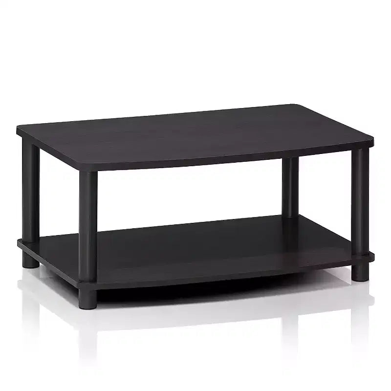 2-Tier TV Stand with Open Storage Shelves for TVs up to 25 Inch, Dark Walnut