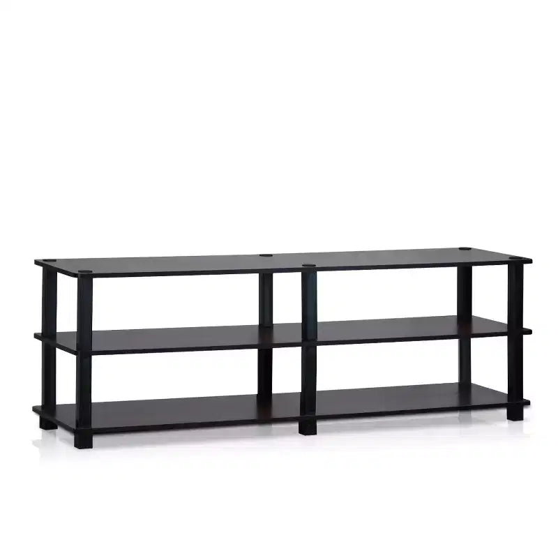 Modern 3-Tier TV Stand with Open Storage Shelf, Dark Cherry/Black