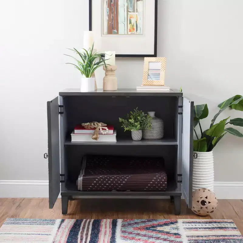Solid Wood 2-Door Accent Cabinet with 2 Shelves
