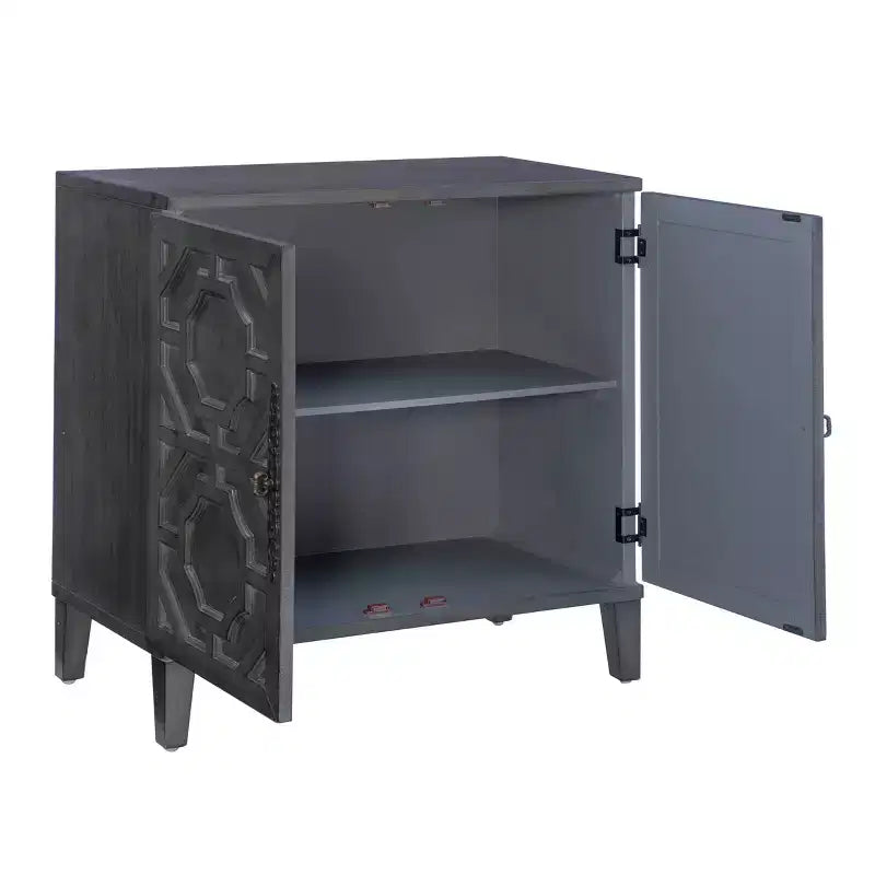 Solid Wood 2-Door Accent Cabinet with 2 Shelves
