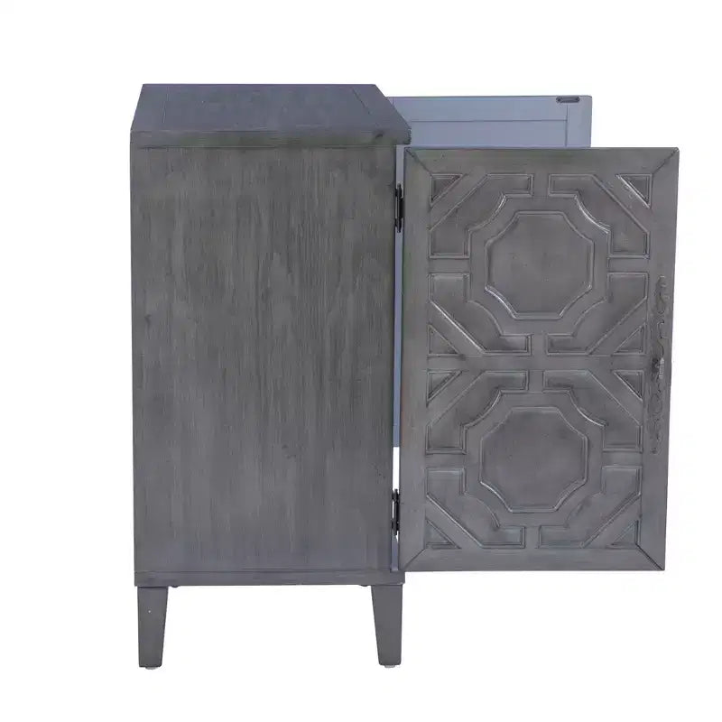 Solid Wood 2-Door Accent Cabinet with 2 Shelves