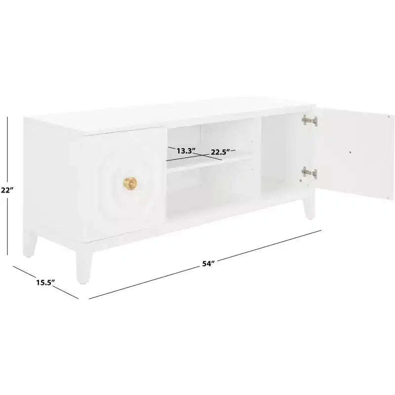 2-Door 1-Shelf Media Stand in White High-Gloss Finish