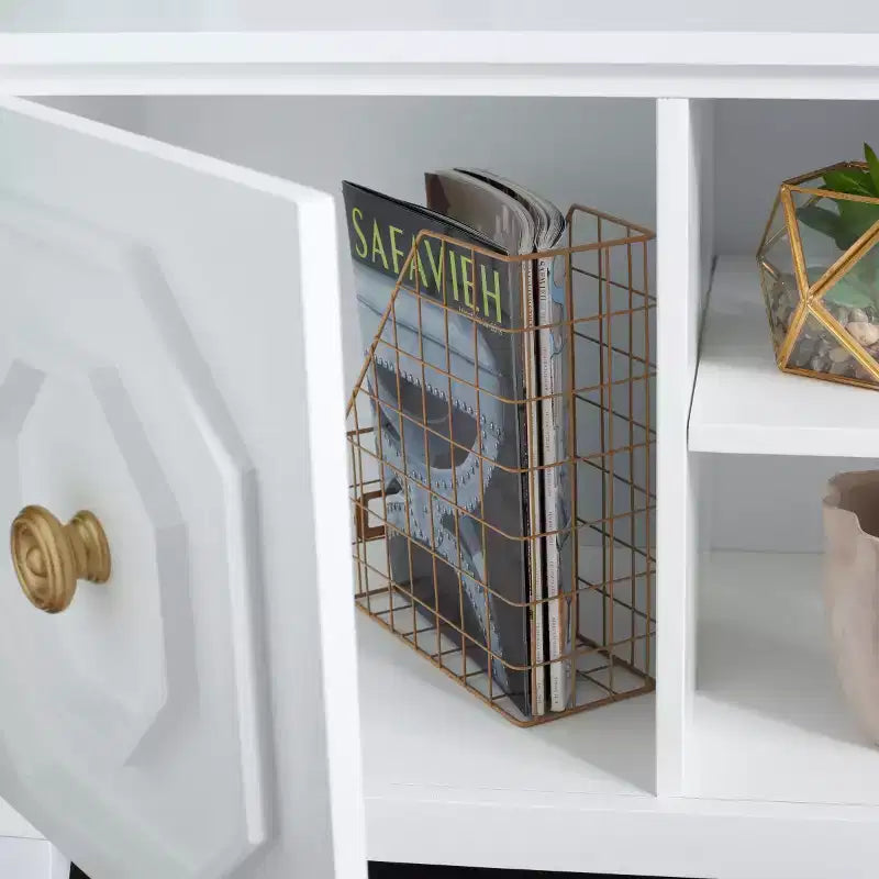 2-Door 1-Shelf Media Stand in White High-Gloss Finish