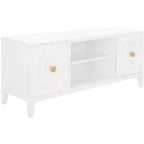 Meuble TV 2 portes 1 niche blanc brillant